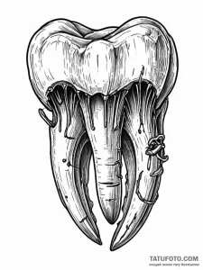 Tattoo sketch, embedded wisdom tooth, a detai... - эскиз тату (№1752402247_0, 13.07.2025 10:24) — Tatufoto.com