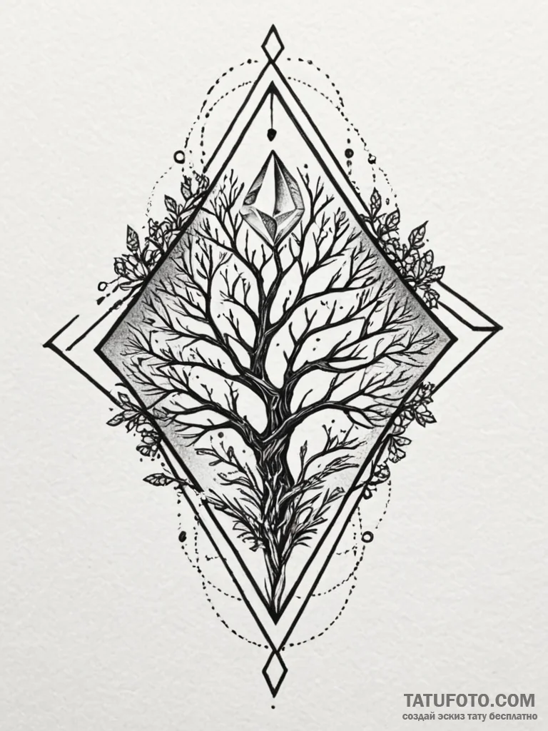 Tattoo sketch, growing crystal of wisdom, a s… — эскиз тату (№1752402332_0, 13.07.2025 10:25) — Tatufoto.com