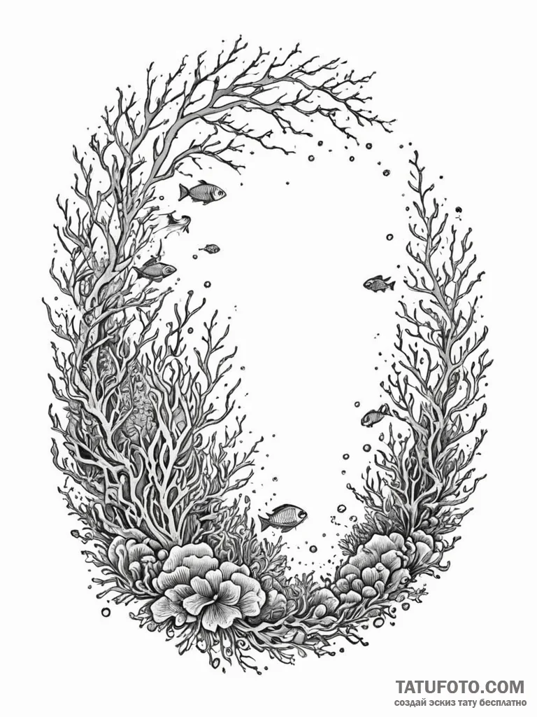 Tattoo sketch, oceanic depths, glowing data r... - эскиз тату (№1752402673_0, 13.07.2025 10:31) — Tatufoto.com