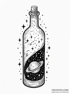 Tattoo sketch, vessel of cosmic dust, a delic... - эскиз тату (№1752402760_0, 13.07.2025 10:32) — Tatufoto.com