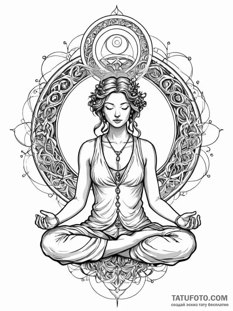 Tattoo sketch, serenity in static, a peaceful... - эскиз тату (№1752403360_0, 13.07.2025 10:42) — Tatufoto.com