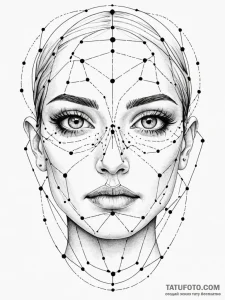 Tattoo sketch, face of the algorithm, a gende... - эскиз тату (№1752403702_0, 13.07.2025 10:48) — Tatufoto.com