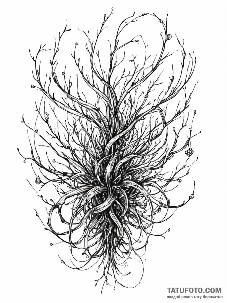 Tattoo sketch, thriving data thicket, a dense... - эскиз тату (№1752403787_0, 13.07.2025 10:49) — Tatufoto.com