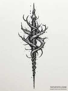 Tattoo sketch, wizard's wireless wand, a clas... - эскиз тату (№1752403959_0, 13.07.2025 10:52) — Tatufoto.com