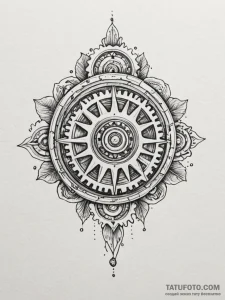Tattoo sketch, glimmering gear flower, a deli... - эскиз тату (№1752404045_0, 13.07.2025 10:54) — Tatufoto.com