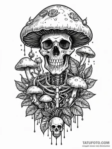 Tattoo sketch, mushroom cultivator of code, a... - эскиз тату (№1752404303_0, 13.07.2025 10:58) — Tatufoto.com