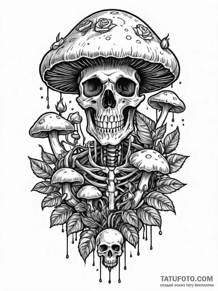 Tattoo sketch, mushroom cultivator of code, a... - эскиз тату (№1752404303_0, 13.07.2025 10:58) — Tatufoto.com