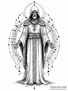 Tattoo sketch, the last algorithm guardian, a... - эскиз тату (№1752404389_0, 13.07.2025 10:59) — Tatufoto.com