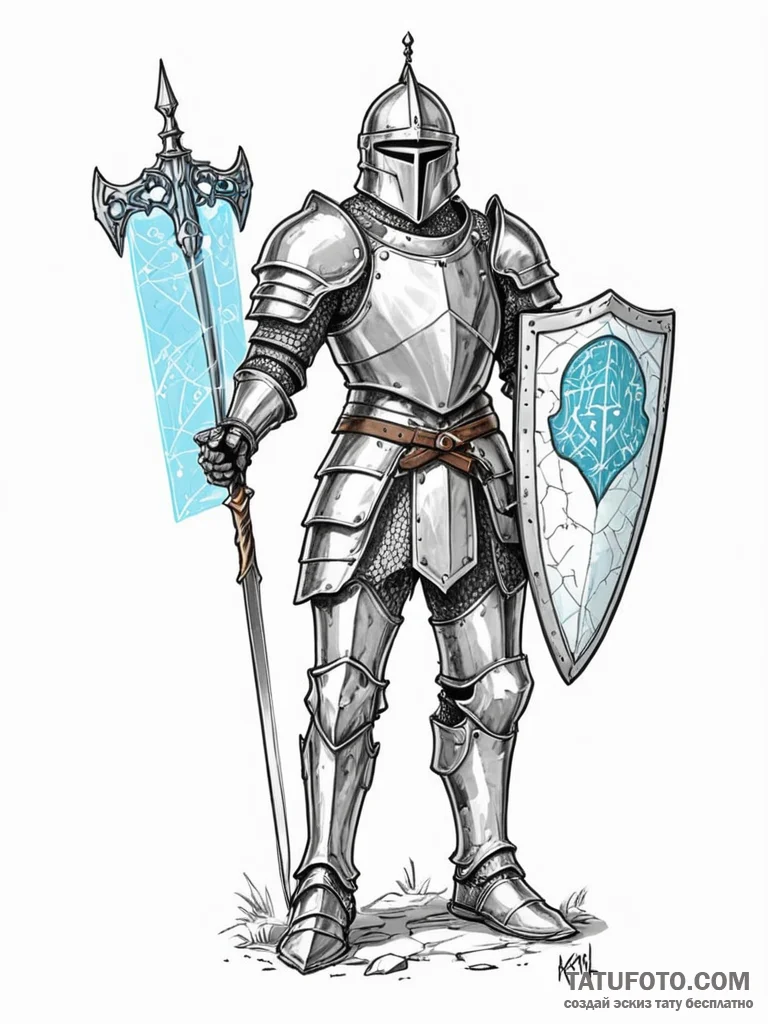 Tattoo sketch, questing knight, digital map,... - эскиз тату (№1752405510_0, 13.07.2025 11:18) — Tatufoto.com
