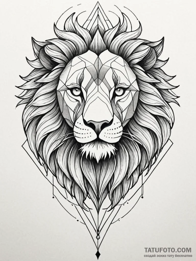 Tattoo sketch, geometric guardian lion, a pow... - эскиз тату (№1752405805_0, 13.07.2025 11:23) — Tatufoto.com