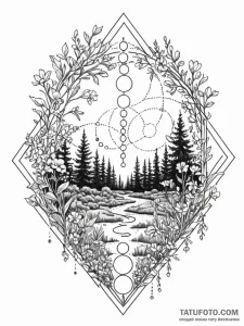 Tattoo sketch, logic gate garden, a garden la... - эскиз тату (№1752406310_0, 13.07.2025 11:31) — Tatufoto.com