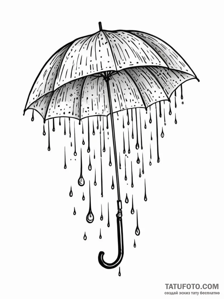 Tattoo sketch, umbrella of digital rain, an o... - эскиз тату (№1752406651_0, 13.07.2025 11:37) — Tatufoto.com