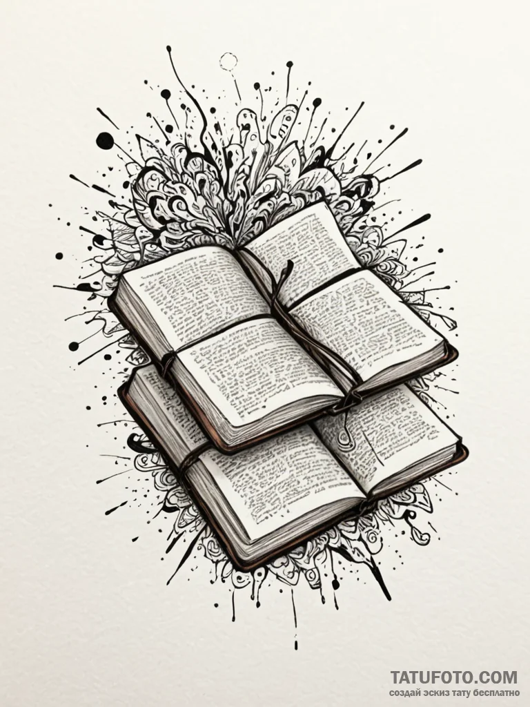 Tattoo sketch, journal of jumbled memories, a... - эскиз тату (№1752407162_0, 13.07.2025 11:46) — Tatufoto.com