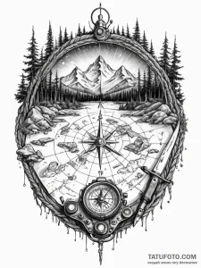 Tattoo sketch, wilderness survival kit, digit... - эскиз тату (№1752407332_0, 13.07.2025 11:48) — Tatufoto.com