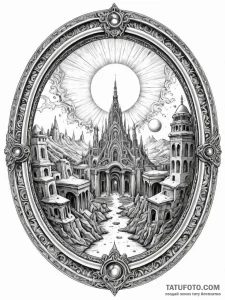 Tattoo sketch, opulent oculus portal, a grand... - эскиз тату (№1752407416_0, 13.07.2025 11:50) — Tatufoto.com