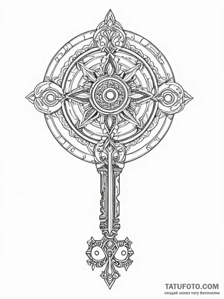 Tattoo sketch, data-forged key, an ornate, an... - эскиз тату (№1752407587_0, 13.07.2025 11:53) — Tatufoto.com