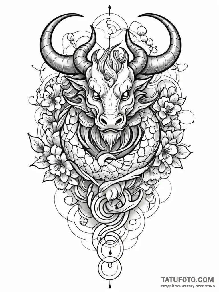 Tattoo sketch, yoke of harmony, interconnecte... - эскиз тату (№1752407845_0, 13.07.2025 11:57) — Tatufoto.com