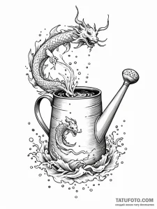 Tattoo sketch, watering can of wisdom (data s... - эскиз тату (№1752407930_0, 13.07.2025 11:58) — Tatufoto.com