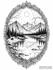 **tattoo sketch, valley of quiet reflections... - эскиз тату (№1752408446_0, 13.07.2025 12:07) — Tatufoto.com