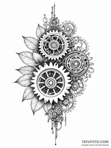 Tattoo sketch, hybrid flower of biomechanism,... - эскиз тату (№1752408789_0, 13.07.2025 12:13) — Tatufoto.com