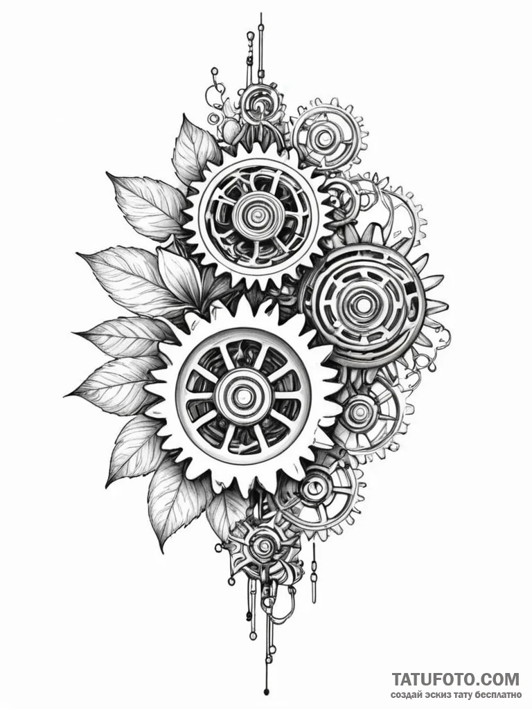 Tattoo sketch, hybrid flower of biomechanism,... - эскиз тату (№1752408789_0, 13.07.2025 12:13) — Tatufoto.com