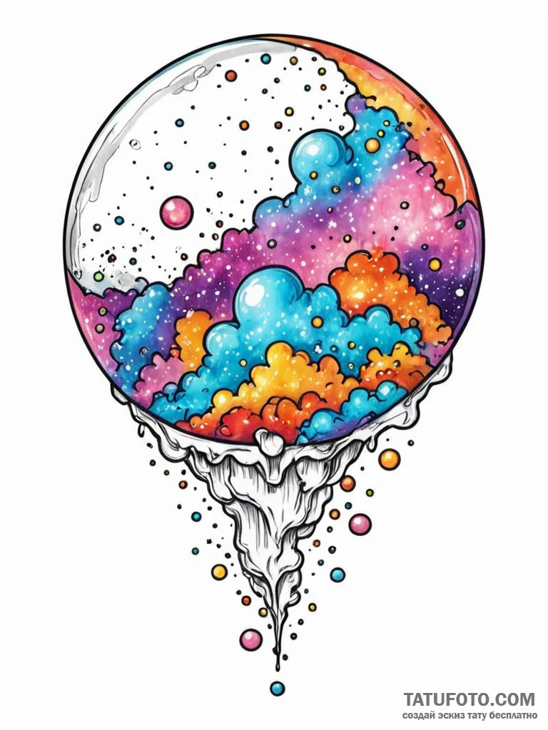 Tattoo sketch, bubblegum bubble bursting to r... - эскиз тату (№1752408873_0, 13.07.2025 12:14) — Tatufoto.com