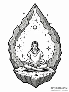 Tattoo sketch, meteorite meditation stone, a... - эскиз тату (№1752408958_0, 13.07.2025 12:15) — Tatufoto.com