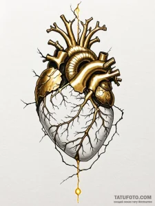 Tattoo sketch, kintsugi heart, glowing repair... - эскиз тату (№1752409042_0, 13.07.2025 12:17) — Tatufoto.com
