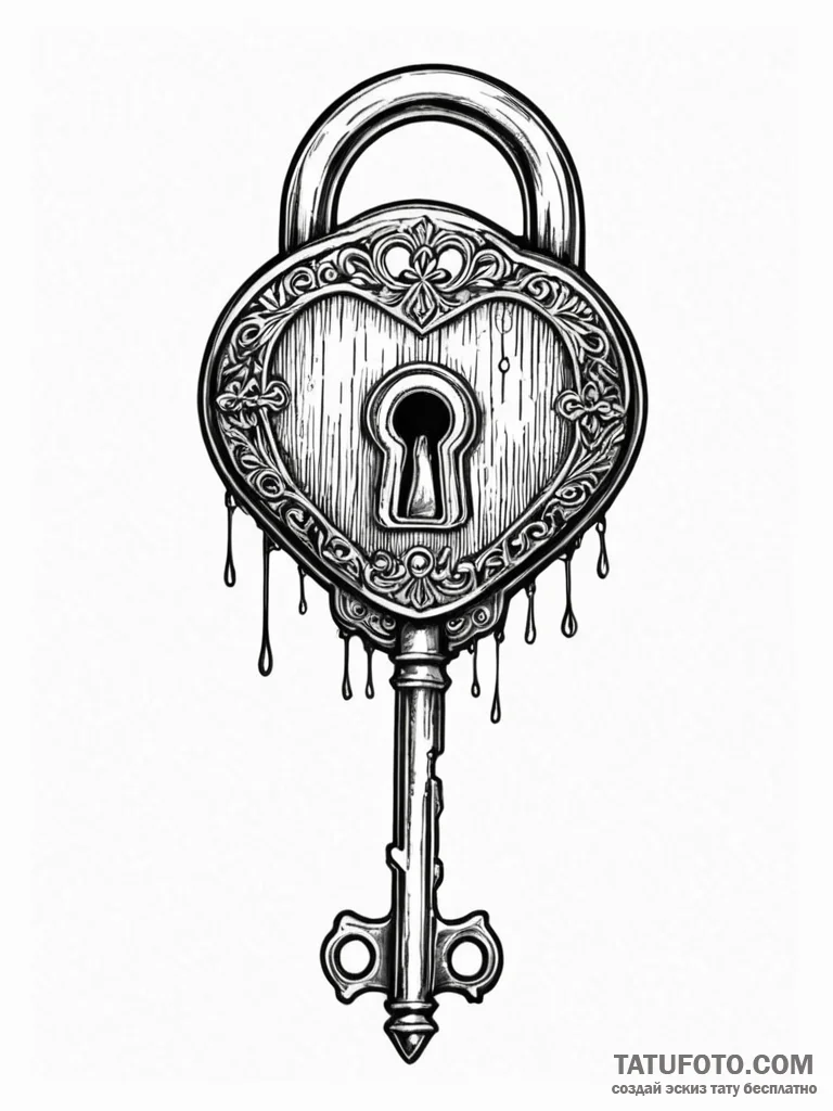 Tattoo sketch, an antique key unlocking a dig… — эскиз тату (№1752409469_0, 13.07.2025 12:24) — Tatufoto.com