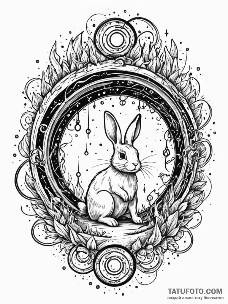 Tattoo sketch, quantum rabbit hole entrance,... - эскиз тату (№1752409725_0, 13.07.2025 12:28) — Tatufoto.com