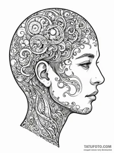 Tattoo sketch, filter bubble head, a stylized... - эскиз тату (№1752409894_0, 13.07.2025 12:31) — Tatufoto.com