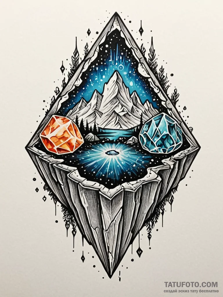 Tattoo sketch, embedded gemstone of knowledge... - эскиз тату (№1752409980_0, 13.07.2025 12:33) — Tatufoto.com
