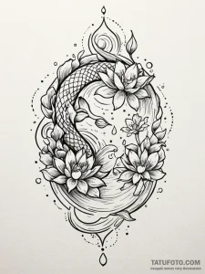 Tattoo sketch, lotus pond of reflection (digi... - эскиз тату (№1752410232_0, 13.07.2025 12:37) — Tatufoto.com