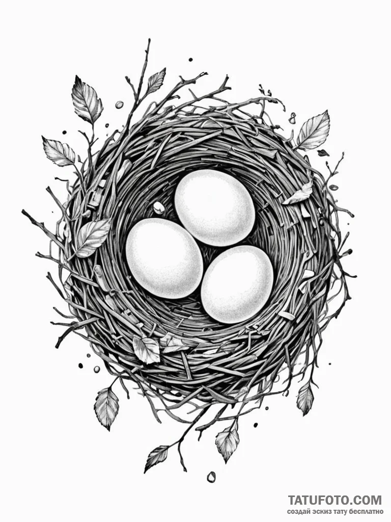 Tattoo sketch, bird's nest made of old camera... - эскиз тату (№1752410650_0, 13.07.2025 12:44) — Tatufoto.com