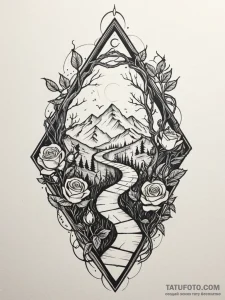Tattoo sketch, zigzag path to the unknown, a... - эскиз тату (№1752410817_0, 13.07.2025 12:46) — Tatufoto.com