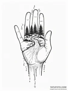 Tattoo sketch, integrated ecosystem hand, a h... - эскиз тату (№1752410929_0, 13.07.2025 12:48) — Tatufoto.com