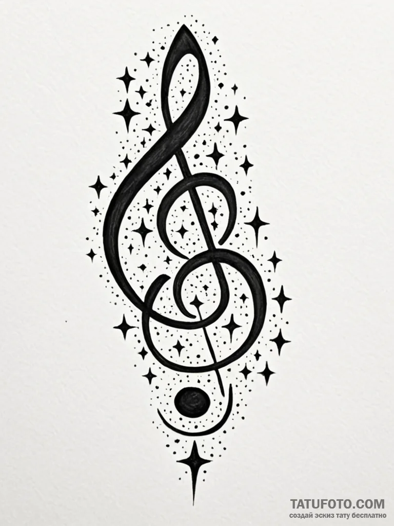 Tattoo sketch, rhythm of the cosmos (musical... - эскиз тату (№1752411014_0, 13.07.2025 12:50) — Tatufoto.com