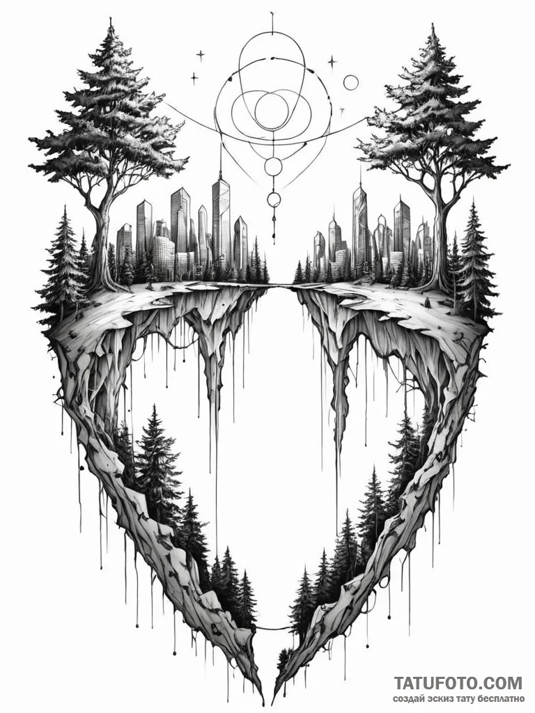 Tattoo sketch, two worlds, one thread, two di... - эскиз тату (№1752411182_0, 13.07.2025 12:53) — Tatufoto.com