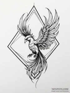 Phoenix - минимализм, цветная яркая - эскиз тату (№1752417462_0, 13.07.2025 14:37) — Tatufoto.com
