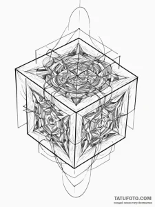 Tattoo sketch, tesseract of thought, a comple... - эскиз тату (№1752417479_0, 13.07.2025 14:37) — Tatufoto.com