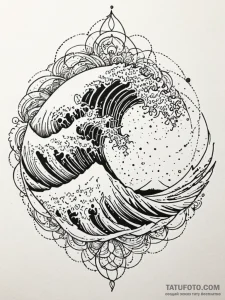 Tattoo sketch, wave of collective thought, a... - эскиз тату (№1752418056_0, 13.07.2025 14:47) — Tatufoto.com