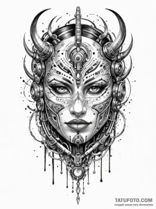 Tattoo sketch, mask of many realities, a sing... - эскиз тату (№1752418824_0, 13.07.2025 15:00) — Tatufoto.com