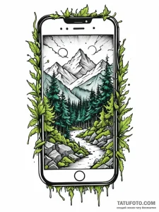 Tattoo sketch, cracked screen reality: a tatt... - эскиз тату (№1752419257_0, 13.07.2025 15:07) — Tatufoto.com