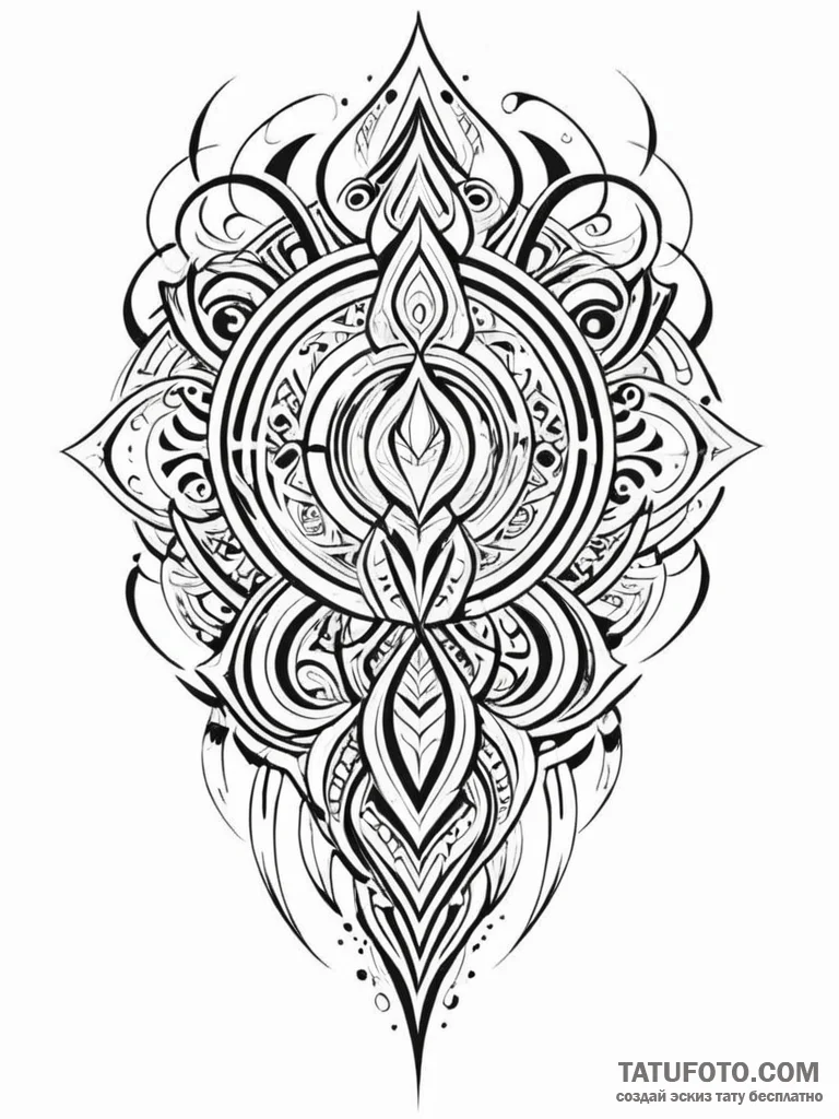 Tattoo sketch, neo-tribal tattoo art, a bold,... - эскиз тату (№1752419600_0, 13.07.2025 15:13) — Tatufoto.com