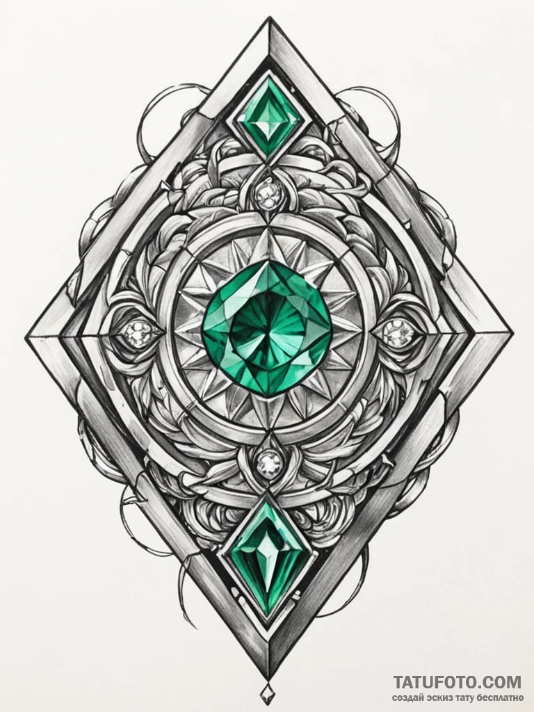Tattoo sketch, hyper-realistic portal gem, a... - эскиз тату (№1752419771_0, 13.07.2025 15:16) — Tatufoto.com