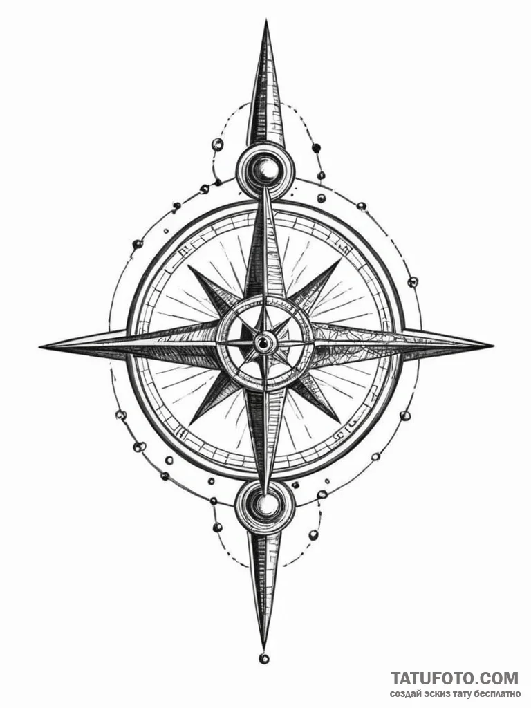 Tattoo sketch, interstellar voyager's compass... - эскиз тату (№1752419856_0, 13.07.2025 15:17) — Tatufoto.com