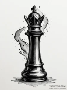 Tattoo sketch, obsidian chess piece, reflecte... - эскиз тату (№1752420026_0, 13.07.2025 15:20) — Tatufoto.com