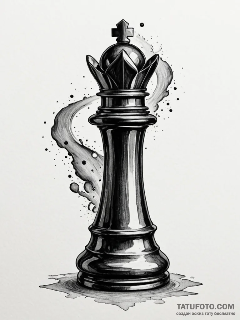 Tattoo sketch, obsidian chess piece, reflecte... - эскиз тату (№1752420026_0, 13.07.2025 15:20) — Tatufoto.com