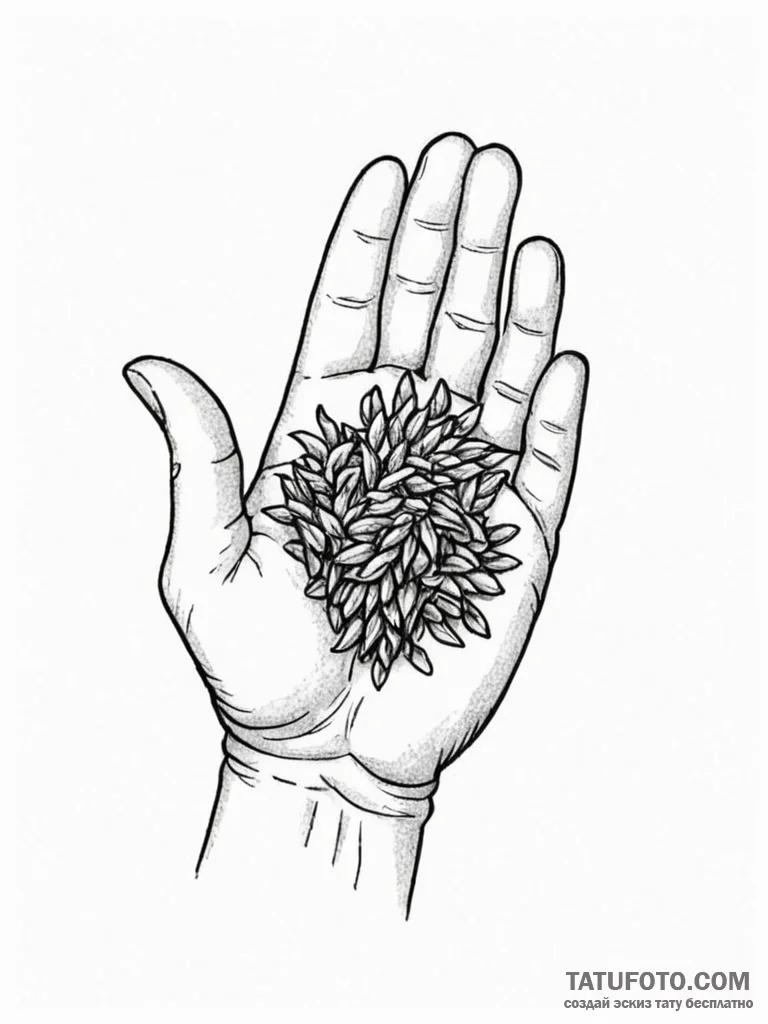 Tattoo sketch, yielding harvest, data seeds,... - эскиз тату (№1752420112_0, 13.07.2025 15:21) — Tatufoto.com