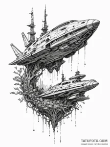 Tattoo sketch, wreckage of worlds, new life b... - эскиз тату (№1752420797_0, 13.07.2025 15:33) — Tatufoto.com